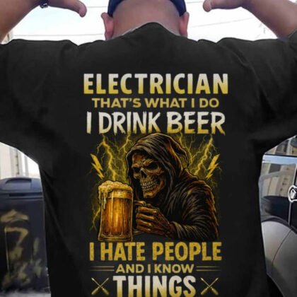 I Drink Beer Electrician Apparel - Skull Humor